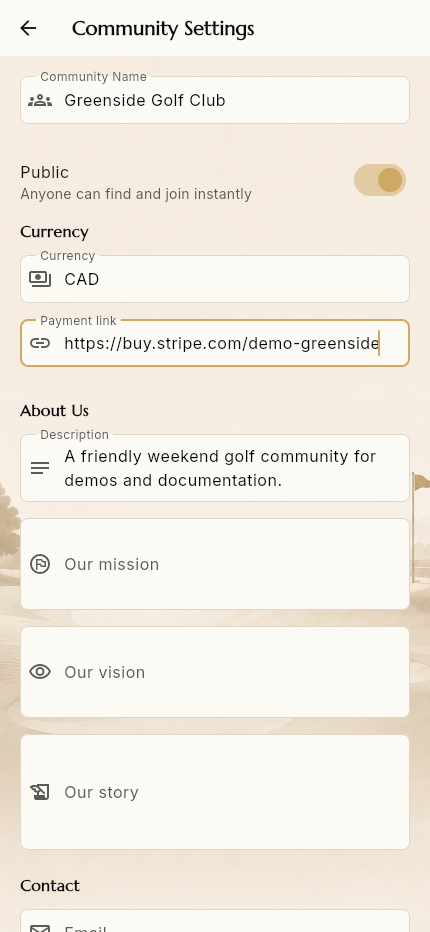 Community settings save